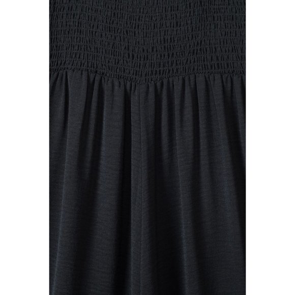 Black Smocked Sleeveless Wide Leg Jumpsuit with Pockets - Picture 15 of 16
